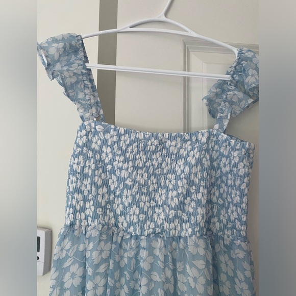Light Blue Floral Chiffon Sweetheart Maternity Maxi Dress - Picture 12 of 13